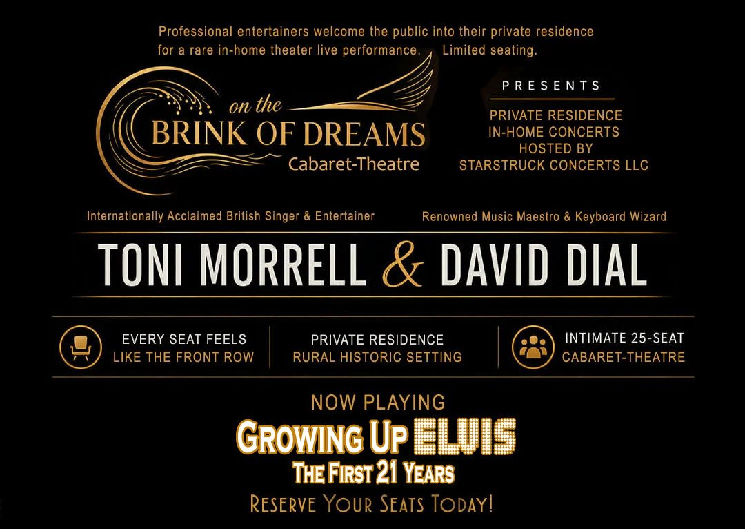 Professional entertainers welcome the public into their private residence for rare in-home theater live performance. Limited seating. Now Playing: GROWING UP ELVIS
